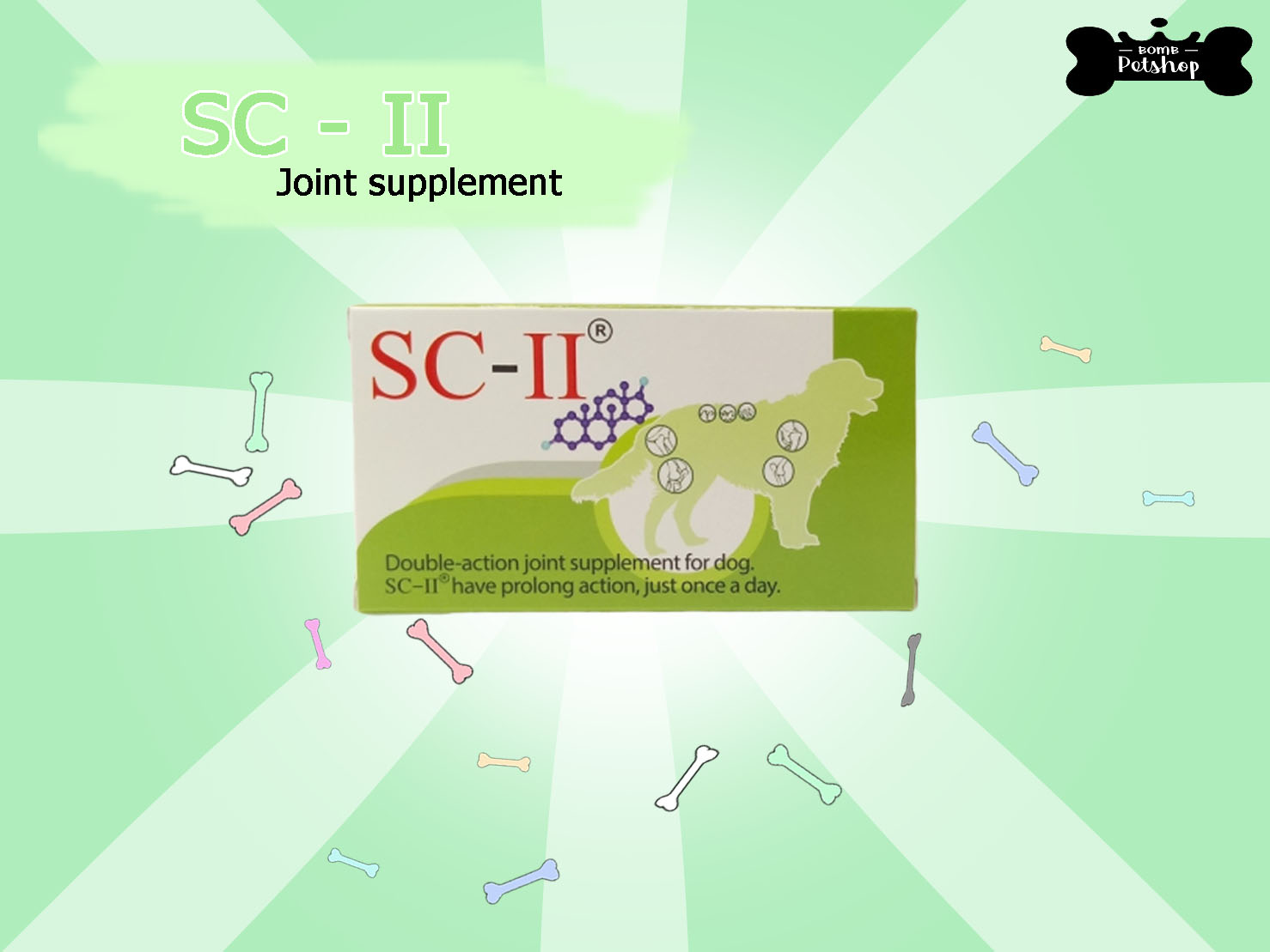 SC-II joint supplement  อาหารเสริม บำรุงข้อ สำหรับสุนัข 28 เม็ด