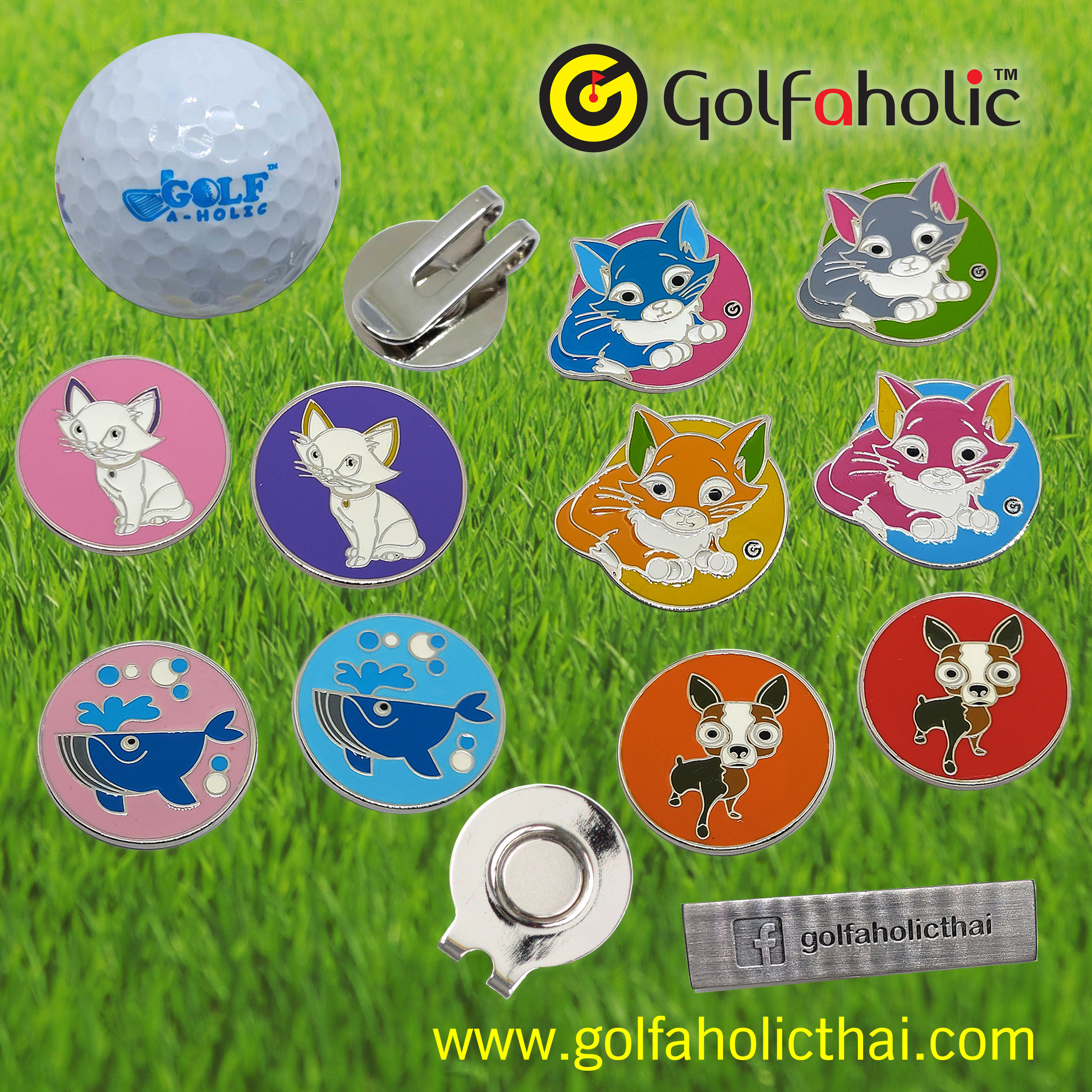 Golfaholic บอลมาร์คเกอร์ น้องสัตว์โลกน่ารัก - Magnetic Visor Clip Ball Marker CUTE Animals
