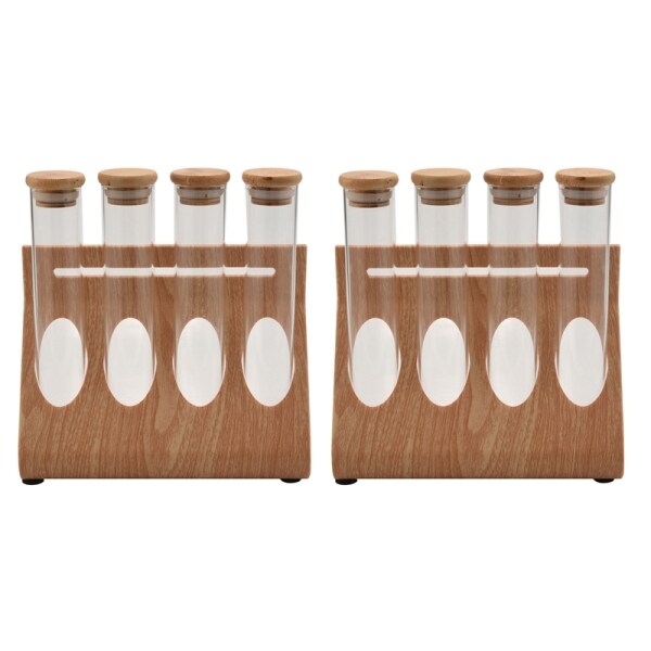 Bảng giá 2 set Wooden Coffee Beans Tea Display Rack Stand Glass Test Tube Sealed Storage Decorative Ornaments Cereals Canister
