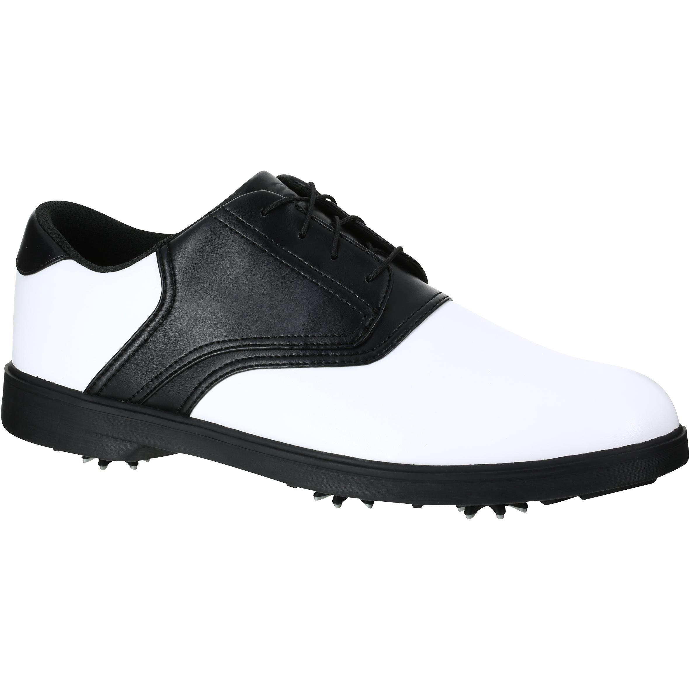 [ด่วน!! โปรโมชั่นมีจำนวนจำกัด] รองเท้ากอล์ฟมีปุ่มยางรุ่น 500 สำหรับผู้ชาย (สีขาว/ดำ) สำหรับ กอล์ฟ