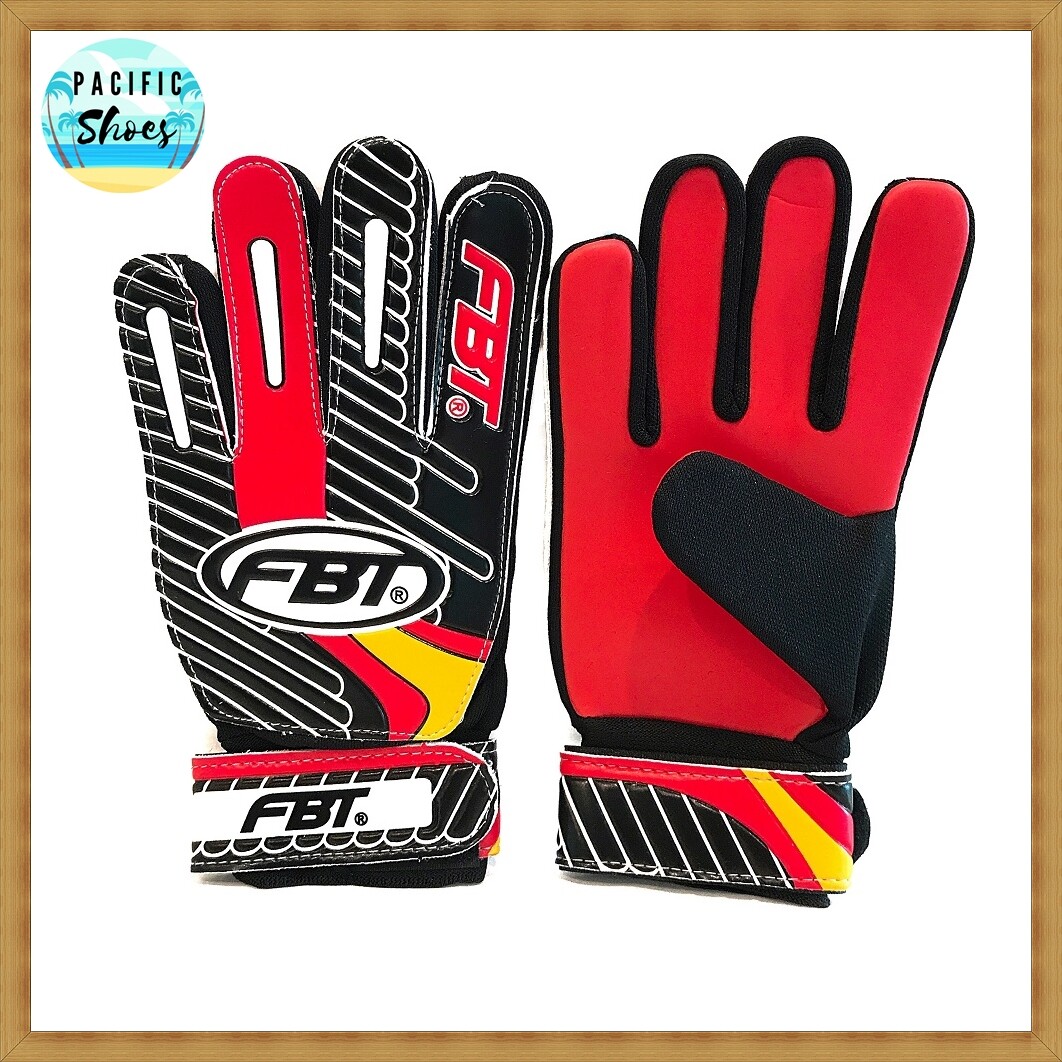 FBT ถุงมือผู้รักษาประตู ถุงมือโกล รุ่น GG1 สีดำแดง goalkeeper gloves by Pacific Shoes