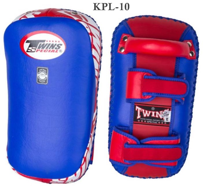 Twins special Curved Kick Pads KPL-10 Navy Blue Red ( M,L) for Training MMAA K1 เป้าเตะแบบโค้ง ทวินส์สเปเชียล น้ำเงิน แดง หนังแท้ สำหรับเทรนเนอร์ ในการฝึกซ้อมนักมวย