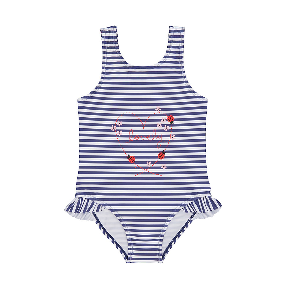 ชุดว่ายน้ำเด็กผู้หญิง mothercare lovely ladybird blue stripe swimsuit SC070