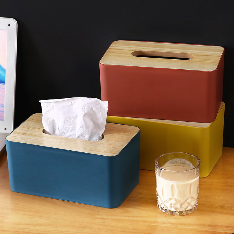 กล่องใส่ทิชชู่ กล่องใส่กระดาษชำระ กล่องอเนกประสงค์ ที่ใส่ทิชชู่ ที่ใส่กระดาษทิชชู่ ฝ่าไม้ กล่องพลาสติกแข็ง Tissue box