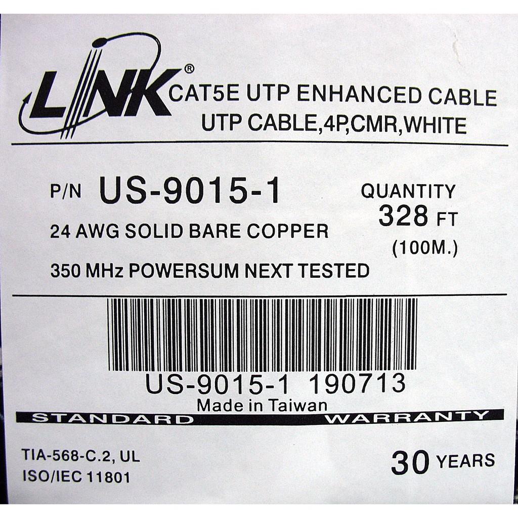 หมดแล้วหมดเลย สายแลนด์ สายแลน CAT5e UTP Cable (100m/Box) LINK (US9015