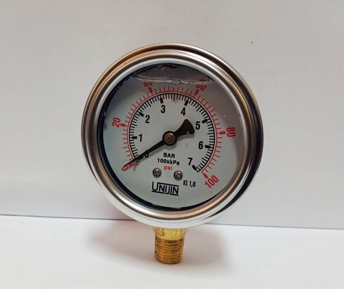 เพรสเชอร์เกย์ PRESSURE GAUGE UNIJIN [แบบมีนํ้ามัน,ขนาด 2 1/2",ขนาด