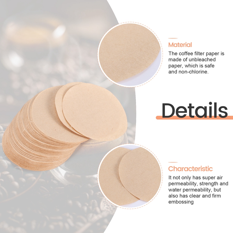400 Pieces of Unbleached Paper Coffee Filter Round Replacement Coffee Filter Paper (2.3Inches in Diameter)