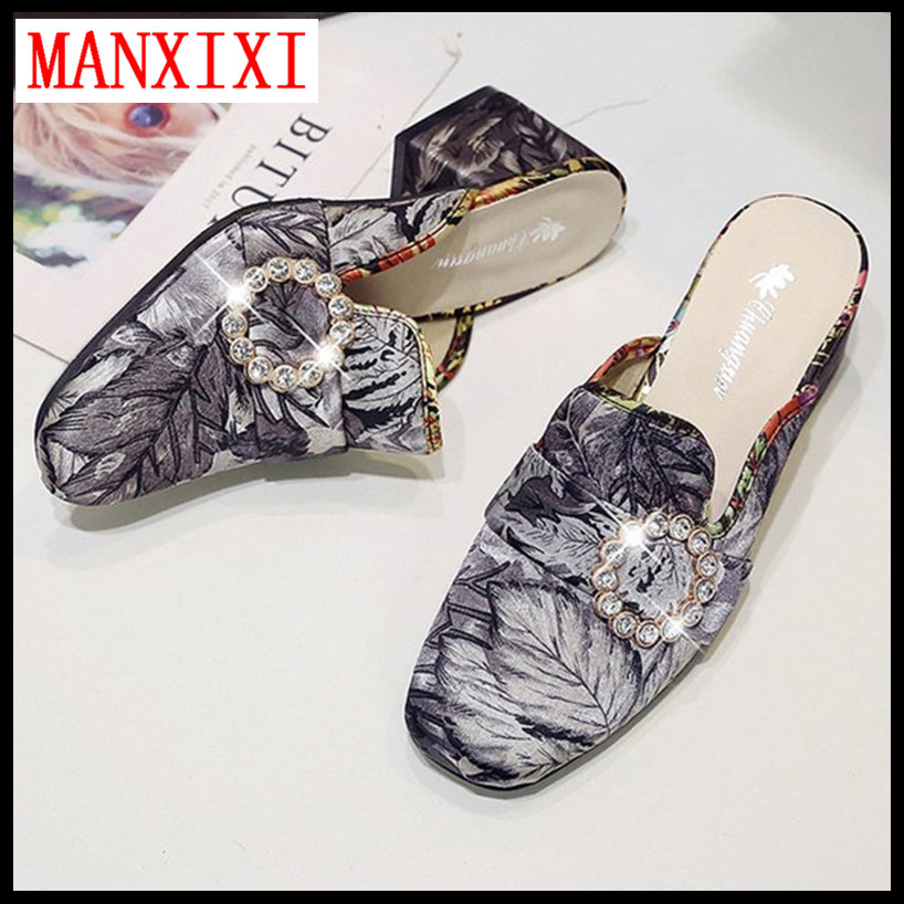 Manxixi ยี่ห้อเวอร์ชั่นเกาหลีรองเท้าส้นสูง 2.56 นิ้วรองเท้าแตะแฟชั่นล่อรองเท้าดอกไม้ที่สวยงามแบบรองเท้าแตะสำหรับผู้หญิง (35-39 ขนาด) สี สีเทา ไซส์ EU 35 สี สีเทาไซส์ EU 35