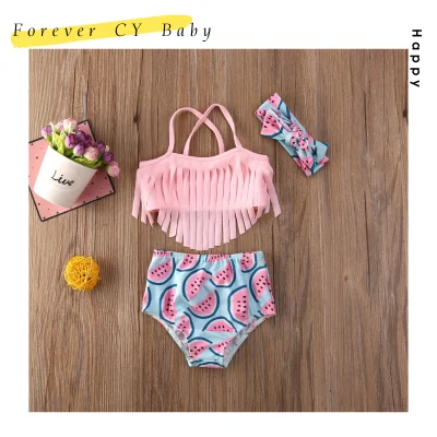 【Forever CY Baby】Summer Baby Girl Swimwear Cute Toddler Kid Baby Girls Tassel Bikini Set Fruit Swimwear Swimsuit Bathing Suit