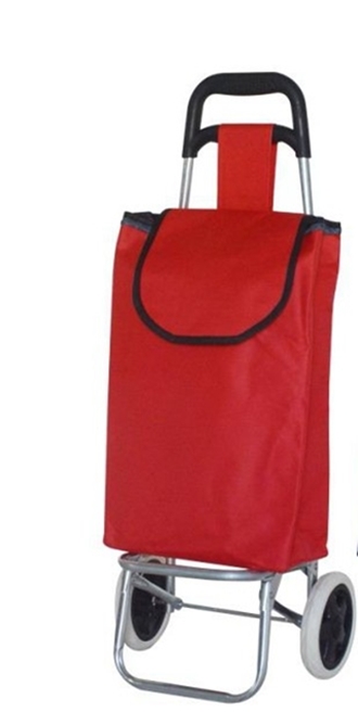 รถเข็นกระเป๋าพับได้ สีแดง ถอดได้ 2 ล้อ 2in1 เก้าอี้พับนั่งในตัว 92x35x57 cm รับน้ำหนัก 60 kg.