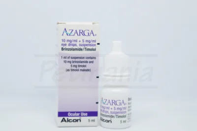 Azarga 10 mg/ml + 5 mg/ml eye drops (Brinzolamide/Timolol) 5 ml หยอดตาลดความดันในลูกตา รักษาโรคต้อหิน