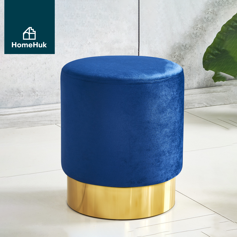 [มาใหม่ 4สี] HomeHuk เก้าอี้โต๊ะเครื่องแป้ง ทรงกลม เบาะกำมะหยี่ ฐานเหล็ก 35x35x41cm รับน้ำหนัก 100 kg เก้าอี้แต่งหน้า เก้าอี้สตูล สตูลโต๊ะเครื่องแป้ง สตูลกลม เก้าอี้เบาะผ้า เก้าอี้กำมะหยี่ เก้าอี้หรูหรา Velvet Round Stool With Gold Stainless Base โฮมฮัก