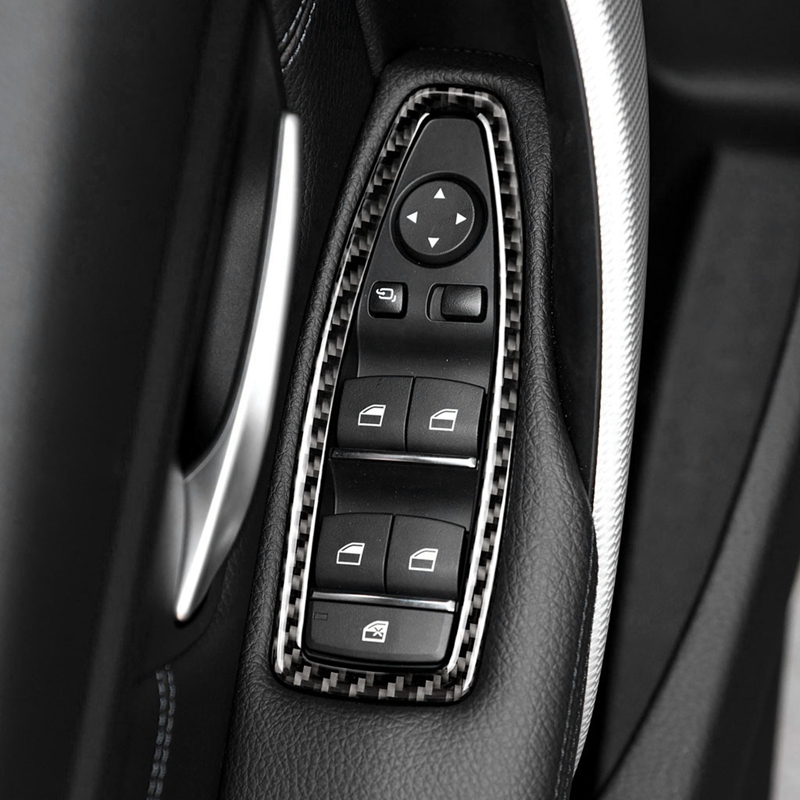 คาร์บอนไฟเบอร์ Trim กรอบหน้าต่างหน้าจอโทรศัพท์แขนแผงลิฟต์ชุดประดับปุ่มสวิตช์สำหรับ BMW- F30F20F34ใหม่3 Series