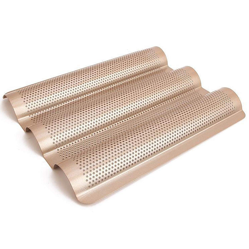 Baguette Bread Pan, Perforated Baguette Pan, Nonstick 3 Loaves French Bread B