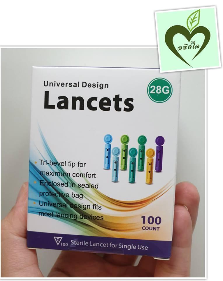 เข็มเจาะเลือด สำหรับ Gluneo lite จำนวน 100 ชิ้น 1 กล่อง Lancets (28G)