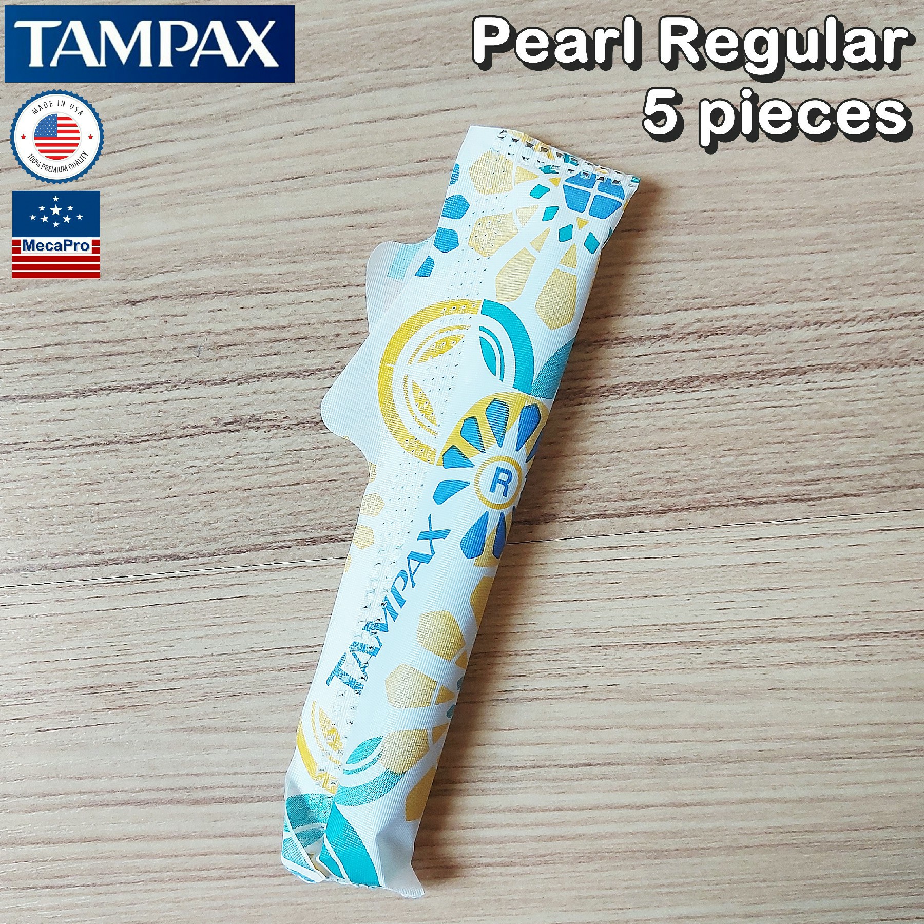 Tampax® Pearl Regular Plastic Tampons Unscented 5 pieces ผ้าอนามัยแบบสอด 5 ชิ้น เหมาะกับวันมาปกติ สูตรไร้กลิ่น