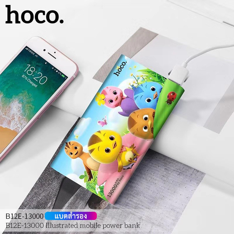 แบตสำรอง HOCO รุ่น B12E ลายน่ารักๆๆ ความจุ 13000 mAh (HOCO แท้) ลาย2 ประกัน 3 เดือนของแท้ ราคาส่ง