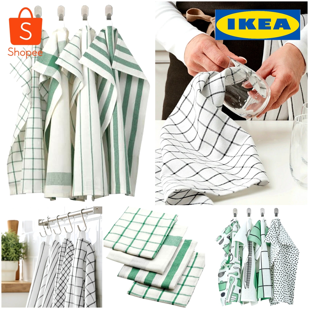 IKEA ผ้าเช็ดจาน ผ้าเช็ดมือ อิเกีย 4 ชิ้น ELLY เอลลี่ RINNIG รินนิก