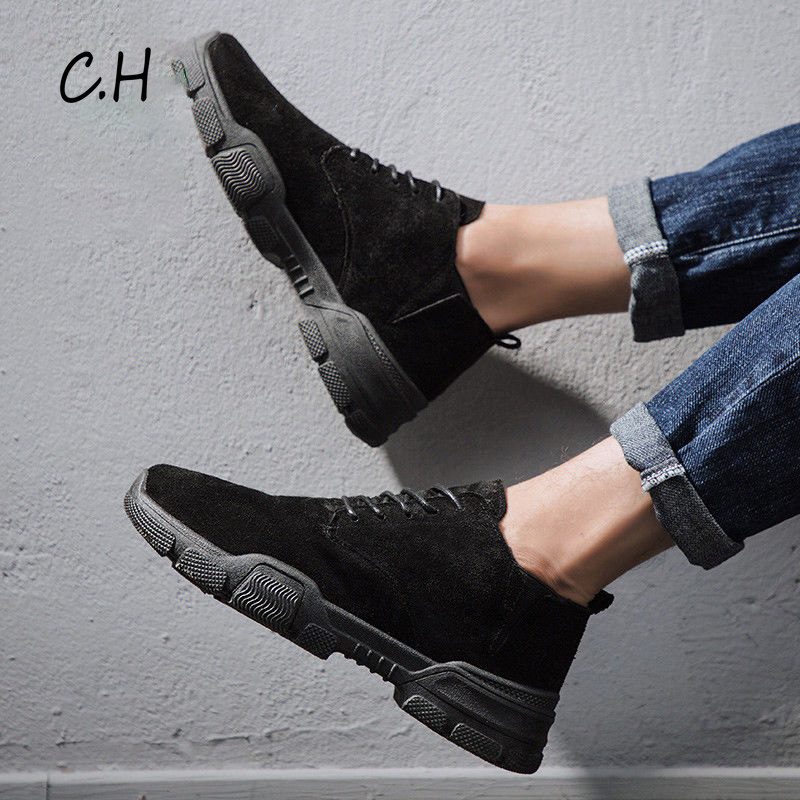 C.H-SHOP【SPOT】รองเท้าผู้ชาย Martin Boots 2021 รองเท้าบูทแฟชั่นลำลองแบบผูกเชือกรองเท้าบูทหุ้มข้อสไตล์อังกฤษ