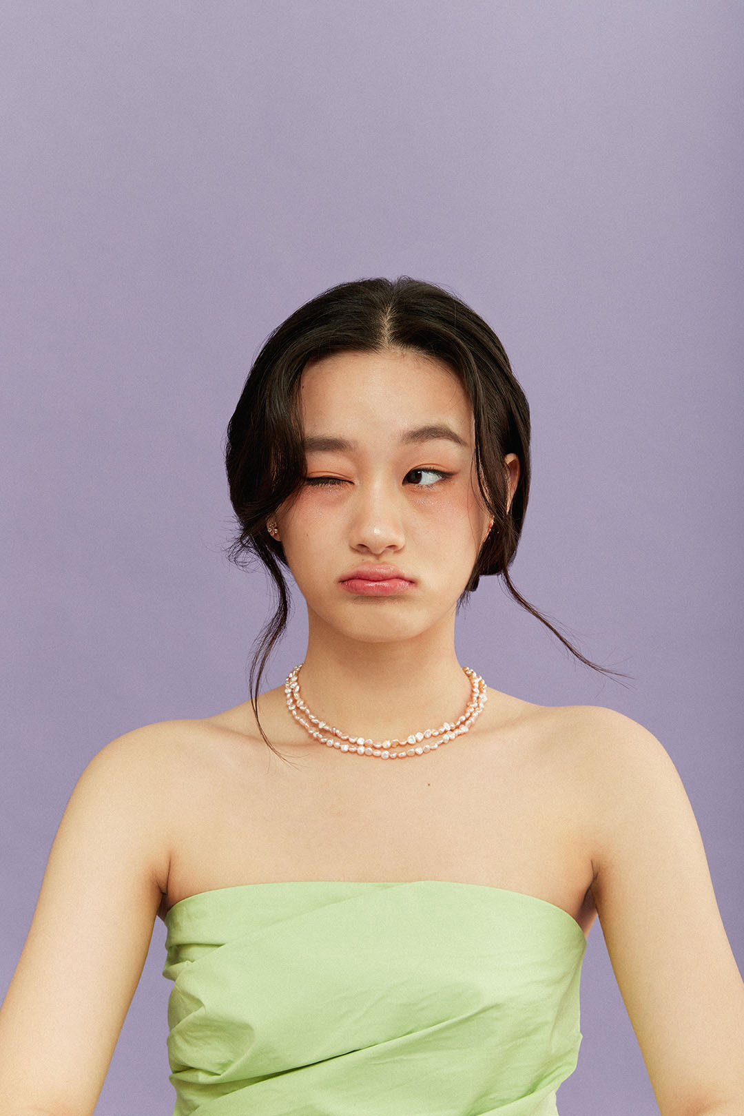 vetiver pearl New Rose and peach keshi freshwater pearl necklace สร้อย ...