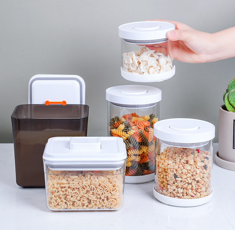 ANKOUกล่องเก็บนมผงสุญญากาศ ถังเก็บอาหารกล่องเก็บของในครัวVacuum Storage Box Milk Powder Container Kitchen Food Organizer