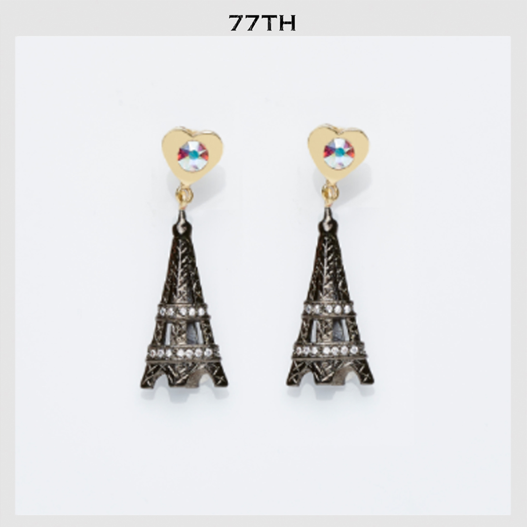 77th-Tour Eiffel ต่างหูรูปหอไอเฟล ลงยาสี