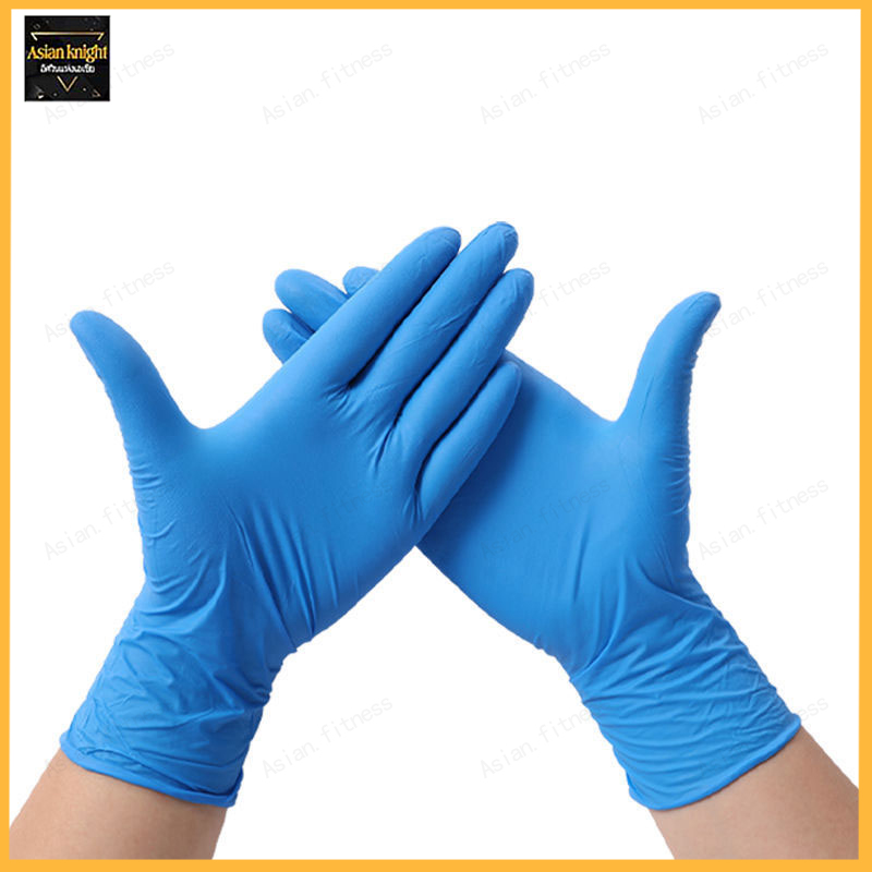 ถุงมือยางไนไตรสีฟ้า กล่องสีฟ้า ถุงมือไนไตร ถุงมือแพทย์ถุงมือลาเท็กซถุงมือยาง ถุงมือทำอาหาร ชนิดไม่มีแป้ง