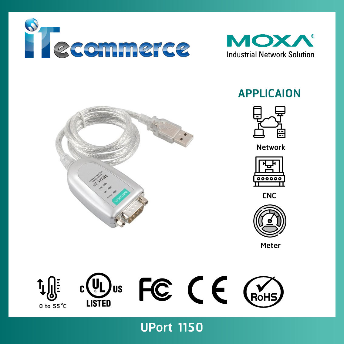 MOXA UPort 1150: 1-port RS-232/422/485 USB to serial converters