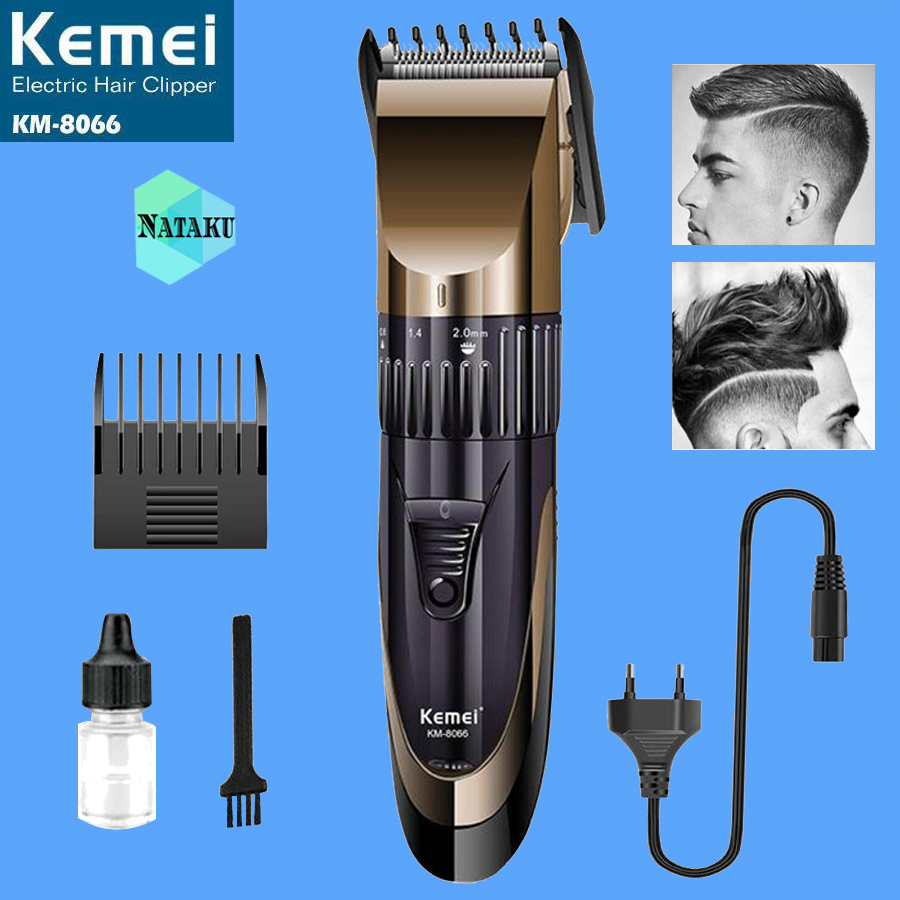 Nataku Kemei KM-8066 ของแท้100% แบตเตอเลี่ยนตัดผมไร้สาย ปัตตาเลี่ยน แบตตาเลี่ยนแกะลาย ใบมีดอัลลอยด์ไททาเนี่ยม ทำงานเงียบ ปรับระดับใบมีดได้ แบตตาเลี่ยน Taper Lever Cordless High Technology Professional Hair Clipper For Men & Women มีรับประกันสินค้า