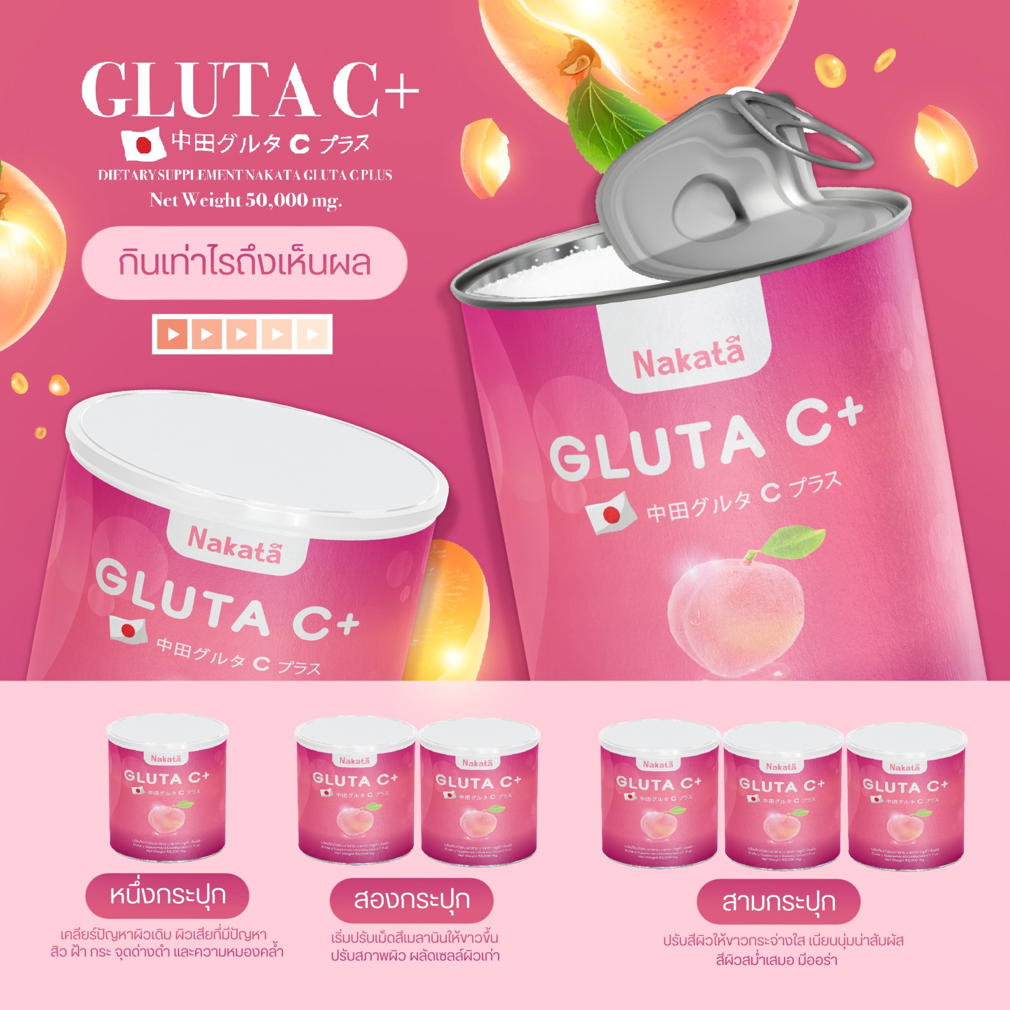 จัดส่งฟรี????????Nakata Gluta C++ : นาคาตะกลูต้าซีพลัส +คอลลาเจนเข้มข้น ...