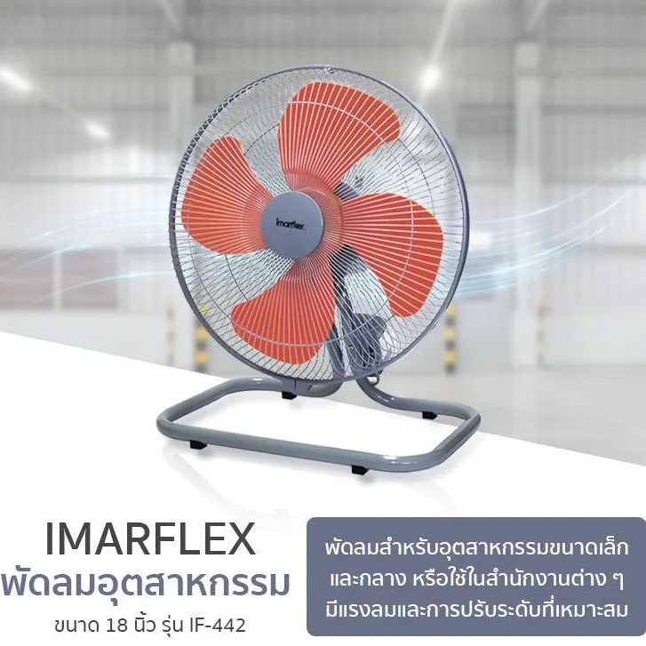 พัดลม Imarflex พัดลมอุตสาหกรรม รุ่น IF-442   พัดลมตั้งพื้นแบบขาสั้น 18 นิ้ว