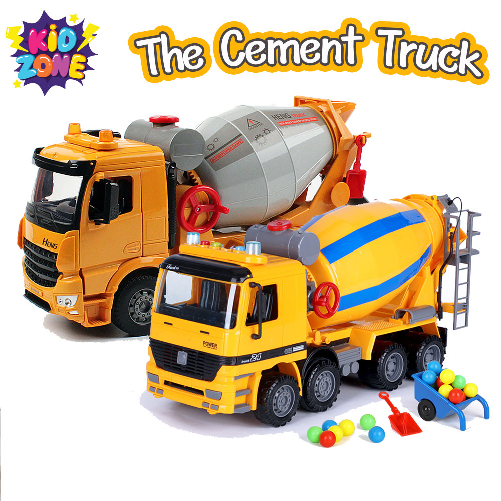 Kidzone ของเล่นรถปูน 3 เวอร์ชั่น พร้อมลูกบอลสีพาสเทล รถของเล่น รถผสมปูน รถขุดดิน The cement truck 1+