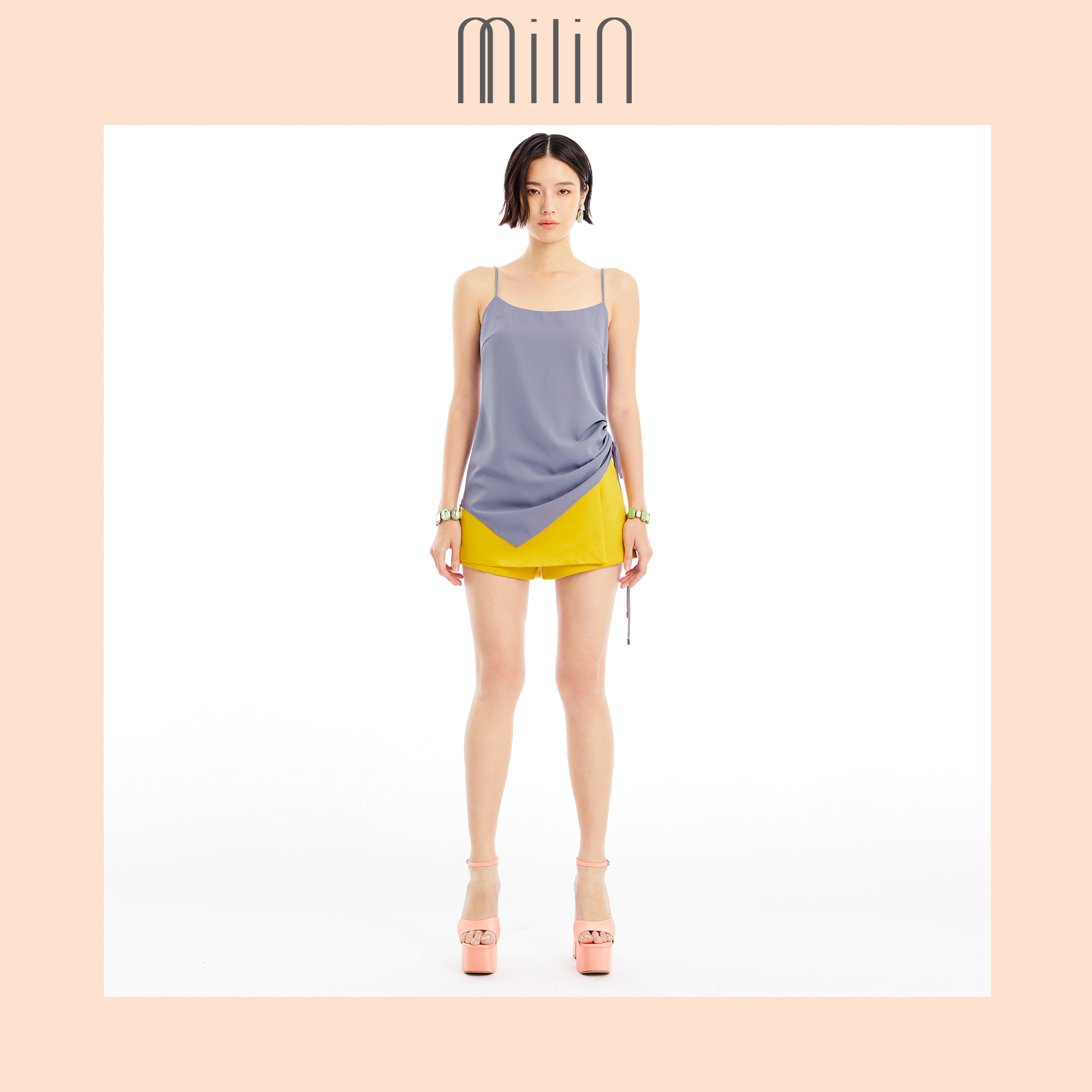 [MILIN] Side ruched spaghetti straps top เสื้อสายเดี่ยวมีสายรูดด้านข้าง ...