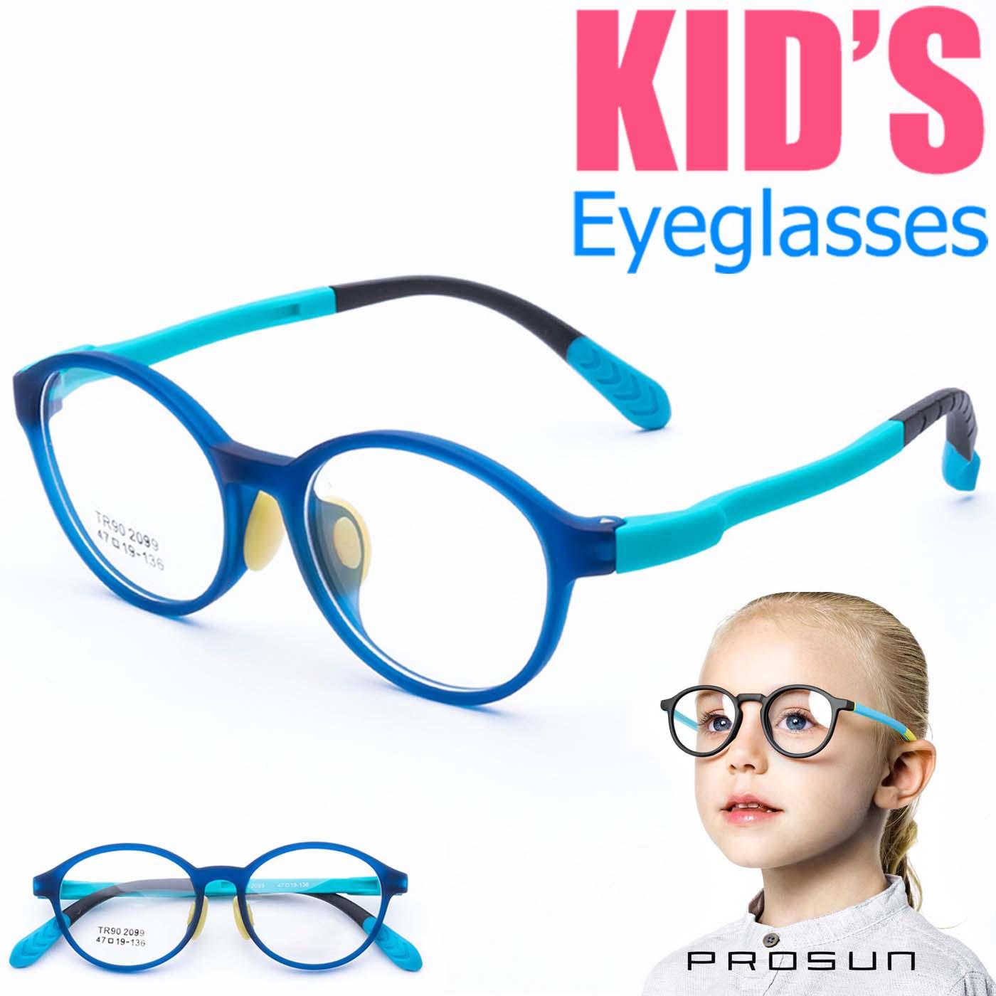 แว่นตาเกาหลีเด็ก Fashion Korea Children แว่นตาเด็ก รุ่น 2099 C-3 สีฟ้า กรอบแว่นตาเด็ก Round ทรงกลม Eyeglass baby frame ( สำหรับตัดเลนส์ ) วัสดุ TR-90 เบาและยืดหยุนได้สูง ขาข้อต่อ Kid eyewear Glasses