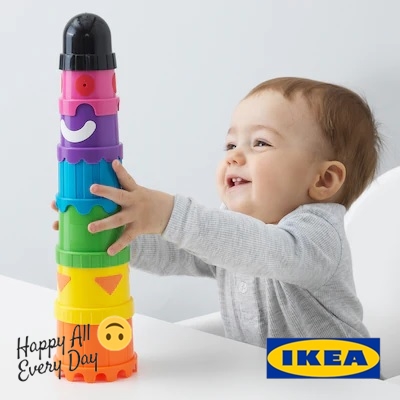 IKEA อิเกีย MULA มูล่า ชุดตัวต่อถ้วยพลาสติก ของเล่นเสริมทักษะ ของเล่นเสริมพัฒนาการ ของเล่นเด็ก 1-3 ปี ทำจากพลาสติกปลอดสารพิษ, Building beakers