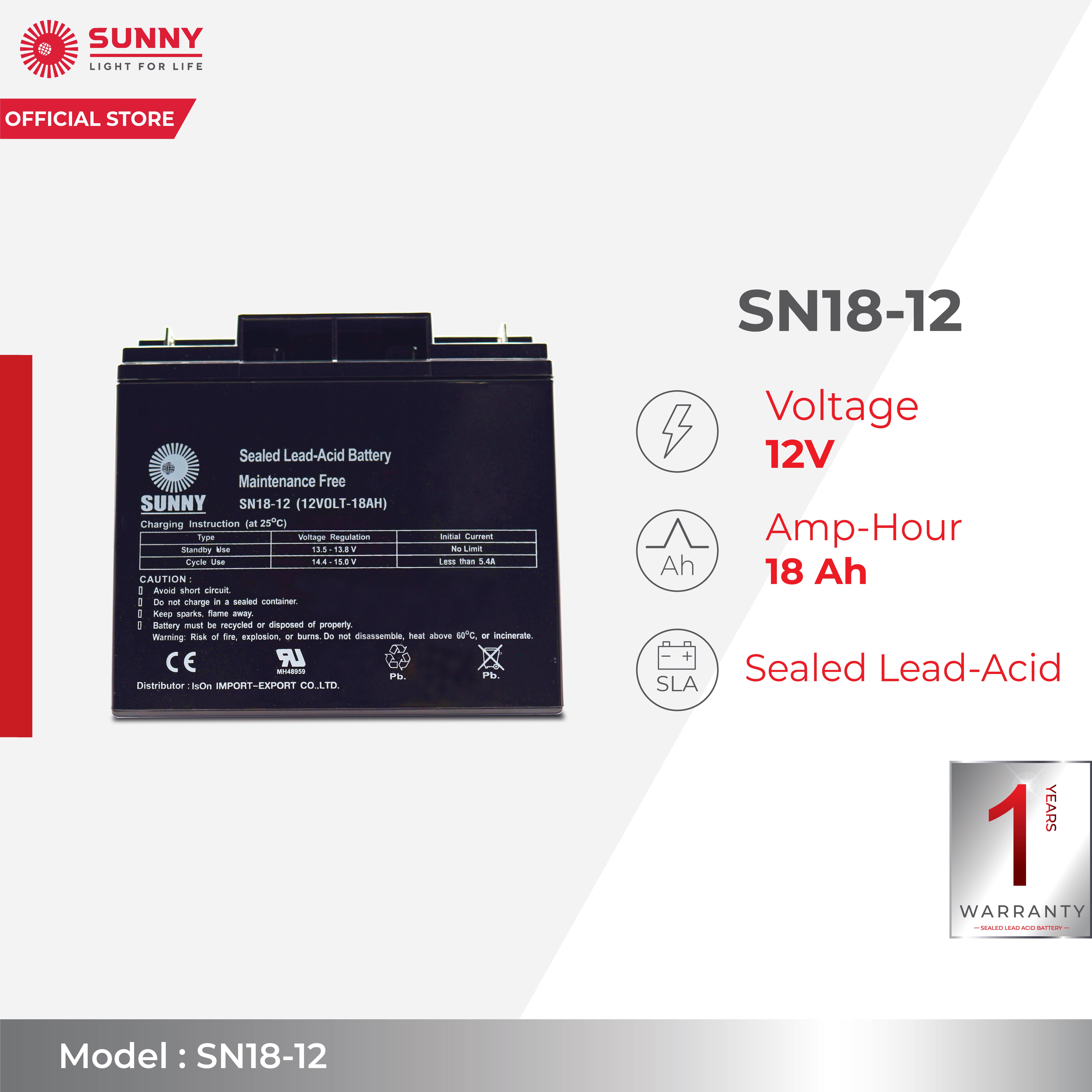 Sunny แบตเตอรี่แห้งชนิดตะกั่วกรดขนาด 12v 5ah รุ่น Sn45 12 Fire Focus Sale And Service Thaipick 2509