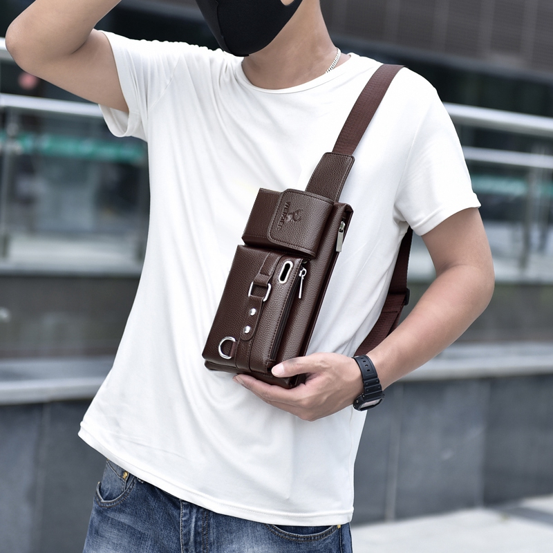 WEIXIER Brand Unisex Single-Shoulder Multi-Function Large-Capacity Waist Bag Mens Chest Bag Casual Messenger Bag Wallet