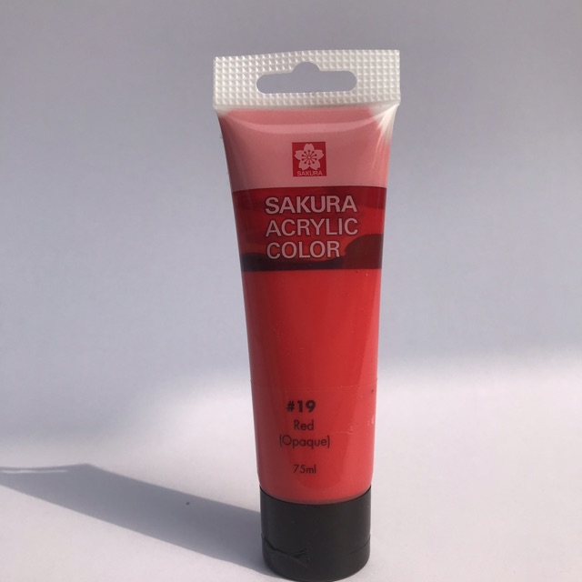 สีอะคริลิค Sakura 20 มล. ซากุระ 1 หลอด sakura acrylic color 20ml สี No.19  RED สี No.19  RED