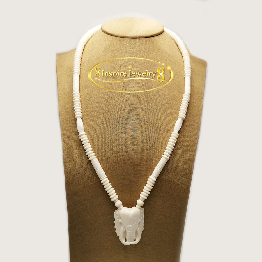 Inspire Jewelry ,สร้อยคอกระดูกช้าง งาน Design  handmade  และ ลงยาคุณภาพ ห้อยพระได้ 3 องค์  ขนาด 24 นิ้ว ให้โชคลาภเสริมอำนาจวาสนา ป้องกันสิ่งอัปมงคล