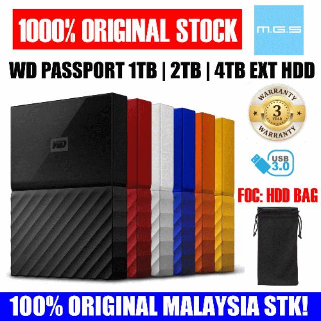 WD PASSPORT 1TB/2TB/4TB EXTERNAL USB3.0 HARDDISK WESTERN DIGITAL