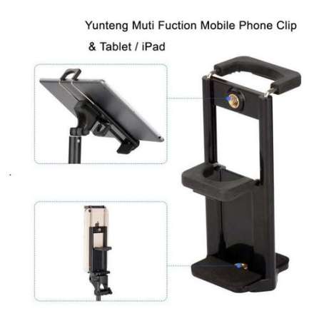 คลิปหนีบหัวขาตั้งกล้อง ใช้กับสมาร์ทโฟน/แท็บเล็ต Mobile Phone Selfie Double Clip Bracket Holder Tripod Monopod Stand Mount Adapter for Ipad Pad Phone Multifunction