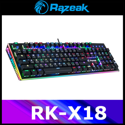 RAZEAK RK-X18 คีย์บอร์ดเกมส์มิ่ง แมคคานิคอล keyboard Gaming Mechanical Blue Switch RAZEAK RK-X18 คีย์บอร์ดเกมส์มิ่ง แมคคานิคอล keyboard Gaming Mechanical Blue Switch