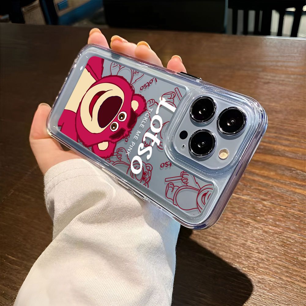 For IPhone 14 Pro Max IPhone Case TPU Soft Case Shockproof Protection Camera Pink Bear Compatible for 13 Pro Max 12