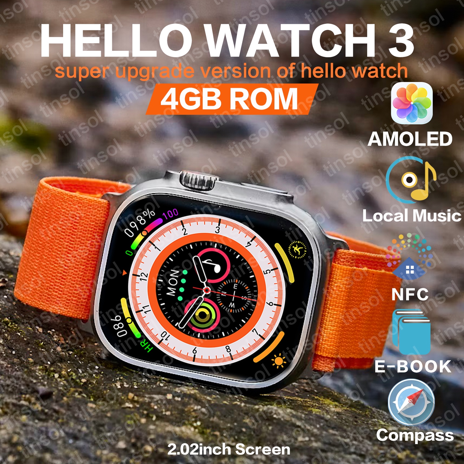 Hello Watch 3 Plus Ultra Smart Watch Men AMOLED NFC Compass Smartwatch –  RJMobile01