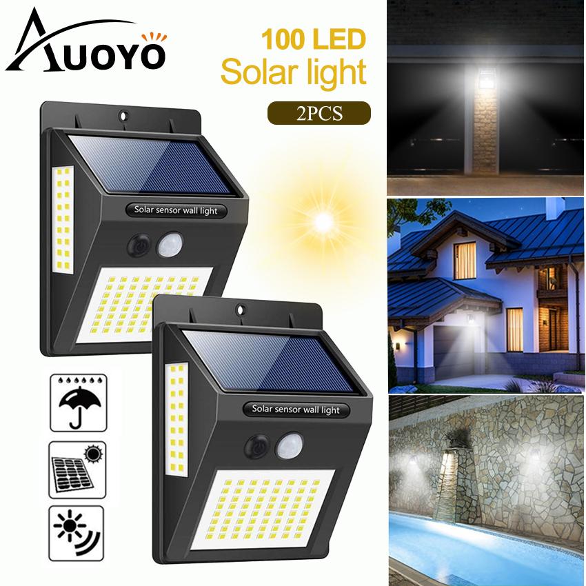 100 LED Outdoor Solar Power Motion Sensor Wall Light Waterproof Garden Yard Lamp