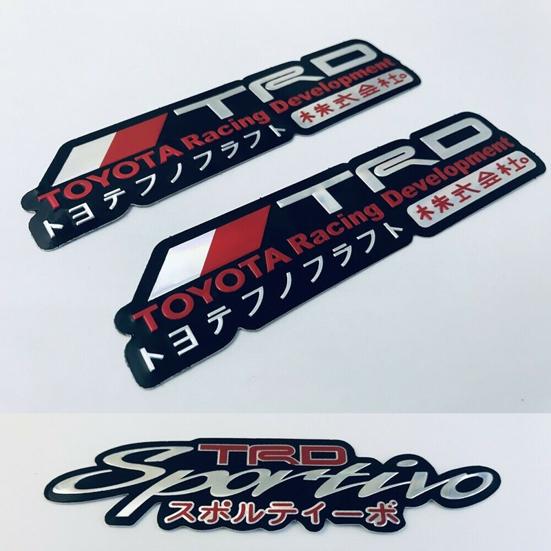 สติ๊กเกอร์ TRD Sportivo Toyota Racing Japan สติกเกอร์ 4ชิ้น Foil Stickers Car 3D ตัวนูน แต่งรถ ติดรถ ติดกระจก ติดข้างรถ ติดสเกิร์ต ติดท้าย ติดกันชน รถยนต์ Vios Yaris Vigo Revo Fortuner
