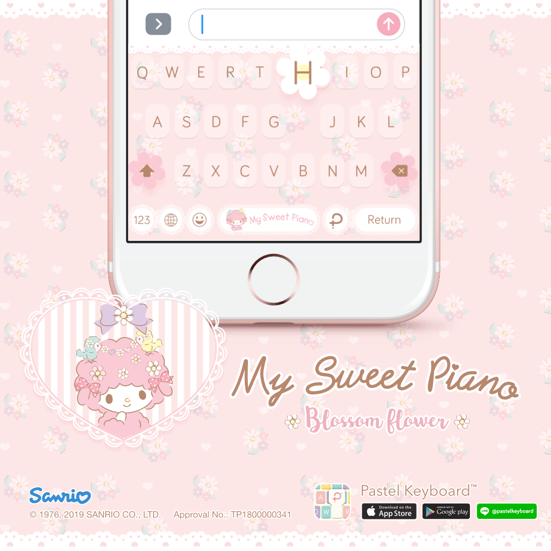 My Sweet Piano Blossom Flower Keyboard Theme⎮ Sanrio (E-Voucher) for Pastel Keyboard App