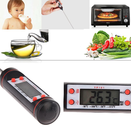 เครื่องวัดอุณหภูมิอาหาร กาแฟ ชาร้อน นมชง ทําบาร์บีคิว Mini Digital Cooking Thermometer Sensor Probe เครื่องวัดอุณหภูมิดิจิตอล สําหรับทําอาหาร