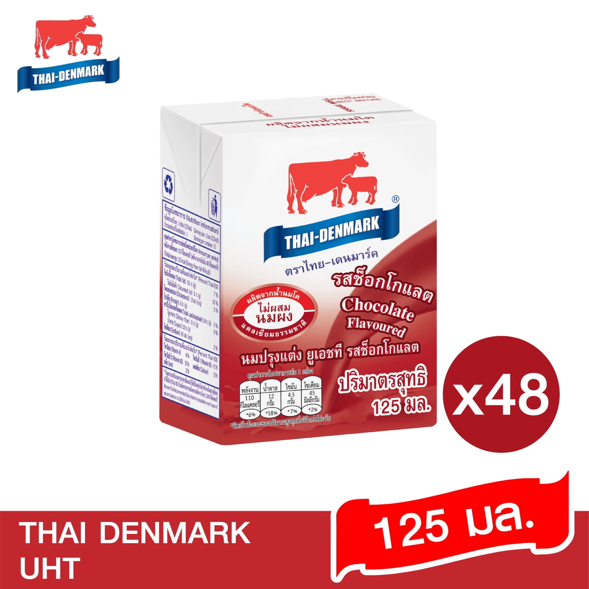 นมไทยเดนมาร์ครสช็อคโกแลตขนาด125x48mlกล่องจิ๋ว​