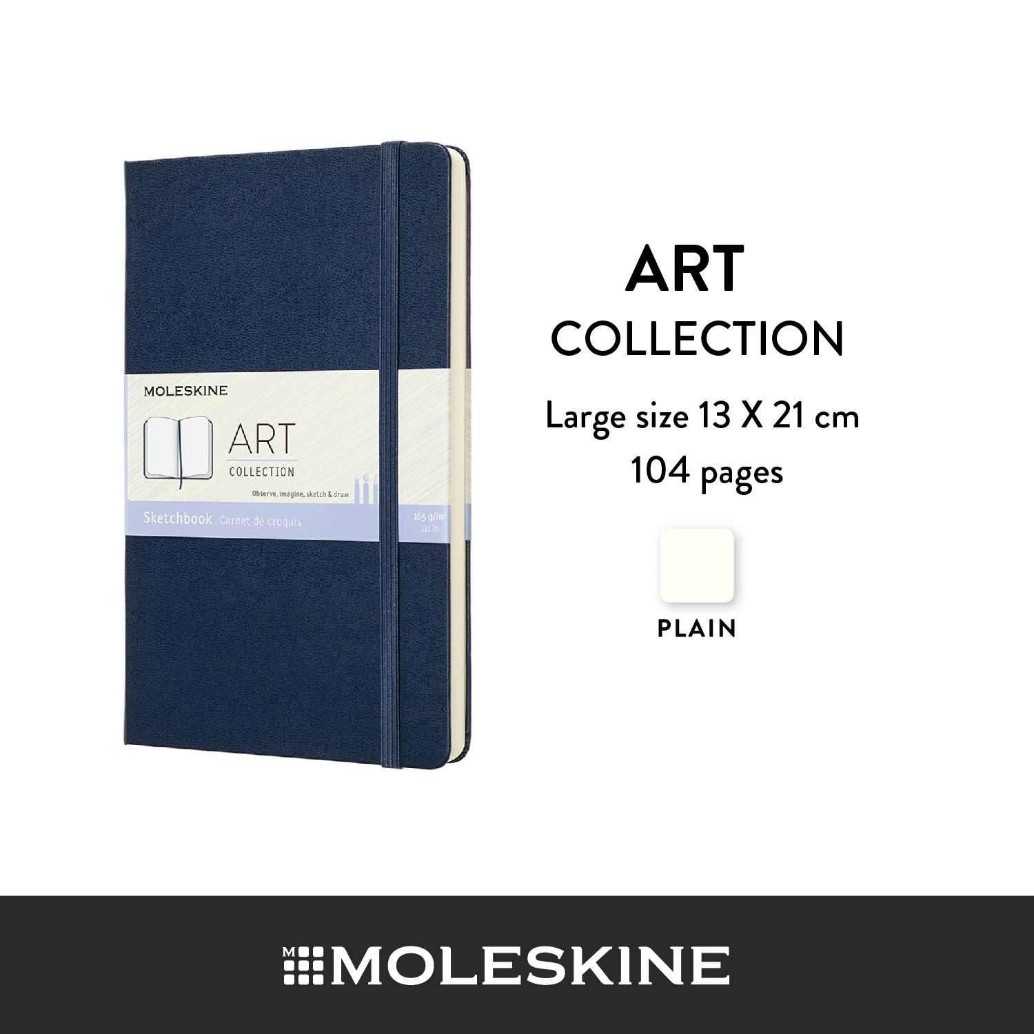 Moleskine Sketchbook - Art Collection - Black - Large - 13x21cm - 104